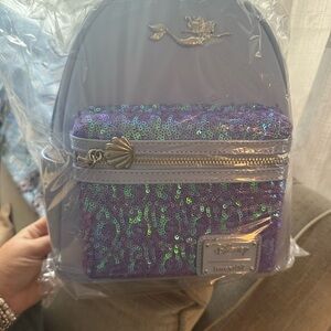 Loungefly Disney Little Mermaid Purple Sequin Mini Backpack